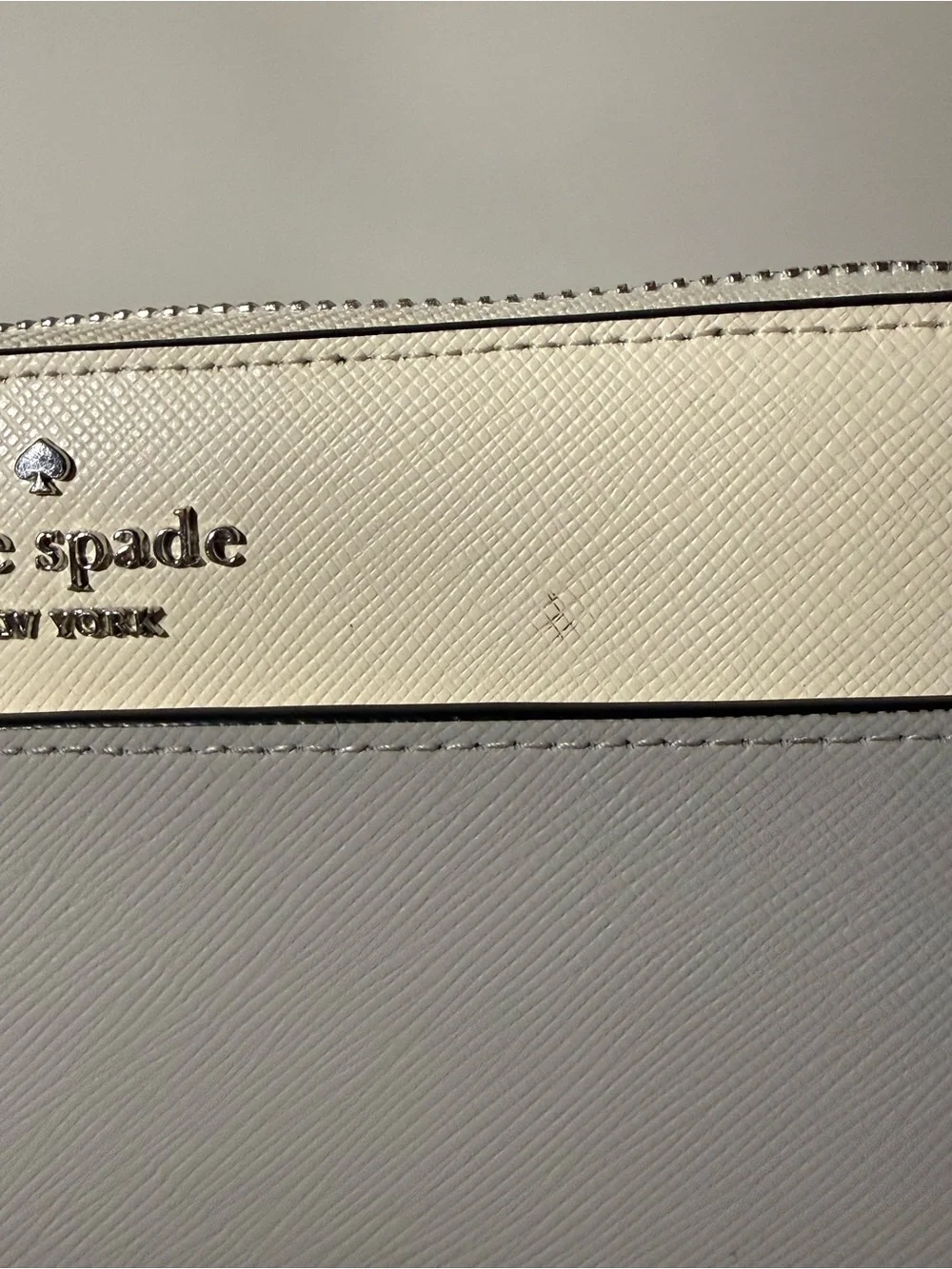 Kate Spade Two-Tone Cream & Light Gray Zip Wallet